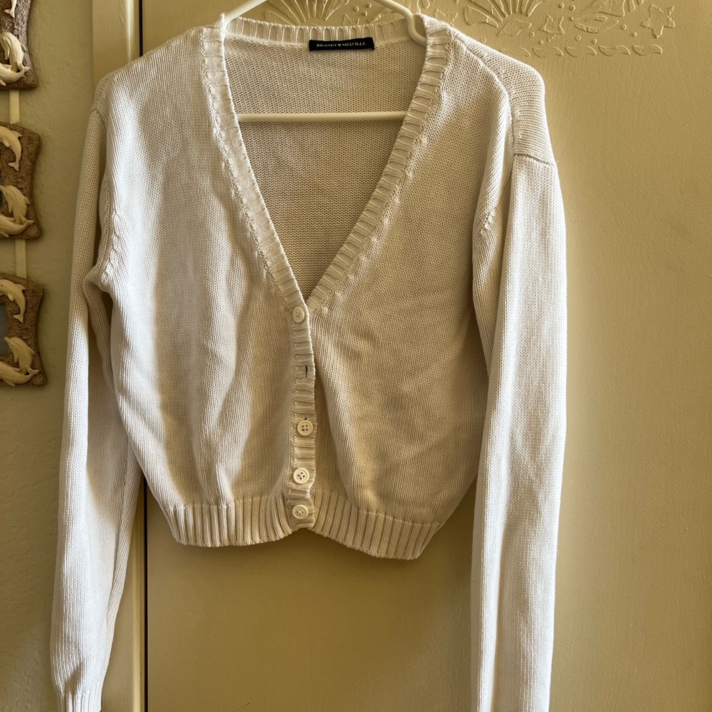 Brandy Melville Cream V-Neck Cardigan